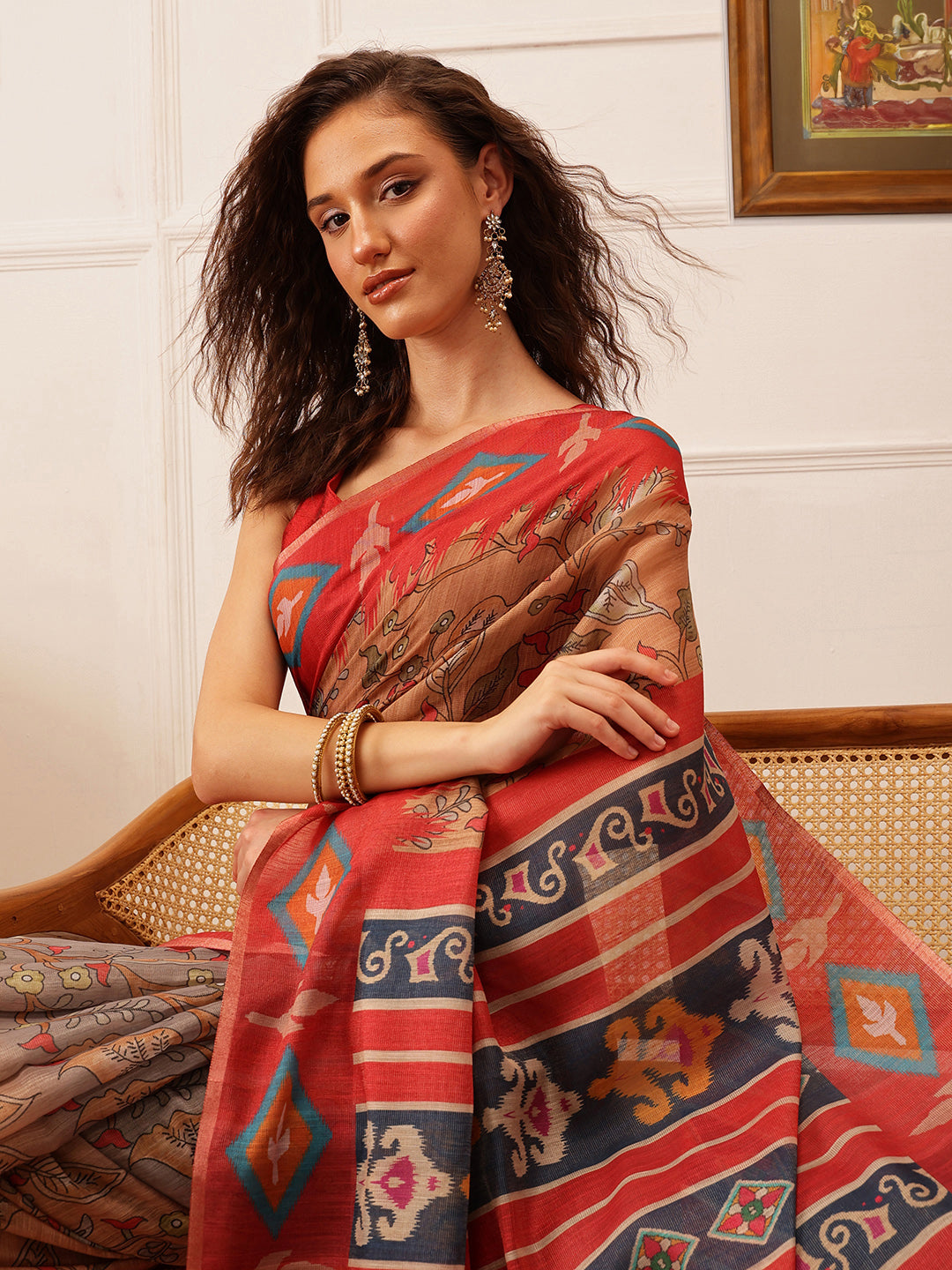 Surat Sari Ethnic Motifs Printed Banarasi Saree