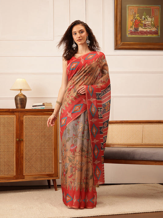 Surat Sari Ethnic Motifs Printed Banarasi Saree