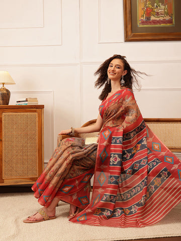 Surat Sari Ethnic Motifs Printed Banarasi Saree