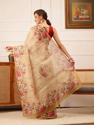 Surat Sari Floral Print Zari Banarasi Saree