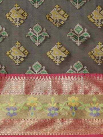 Surat Sari Black & Pink Woven Design Pochampally Saree