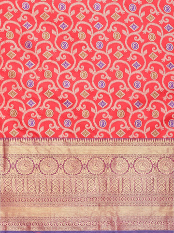 Surat Sari Red & Gold-Toned Floral Zari Pochampally Saree