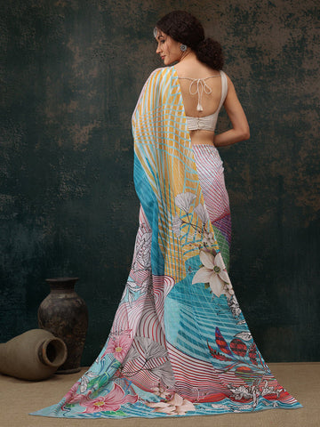 Surat Sari Printed Saree With Blouse Piece