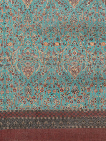 Surat Sari Teal Green & Maroon Kalamkari Saree