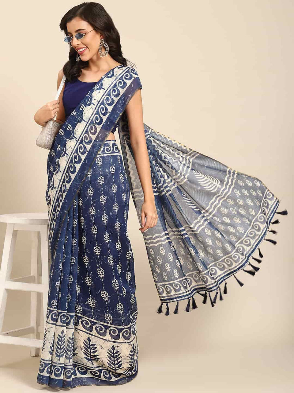 Surat Sari Dabu Bagh Indigo Saree