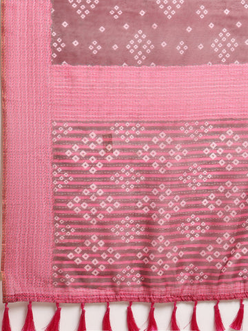 Surat Sari Brown & Pink Bandhani Art Silk Bandhani Saree