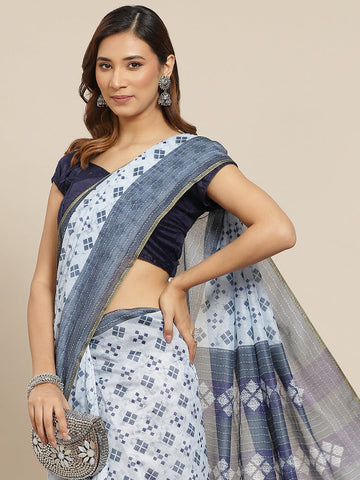 Surat Sari Grey & Off White Saree