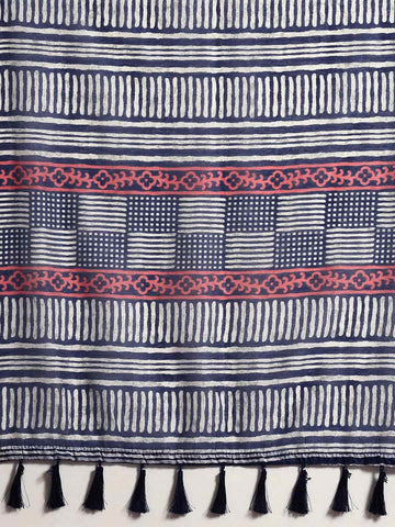 Surat Sari Dabu Bagh Block Print Indigo Saree