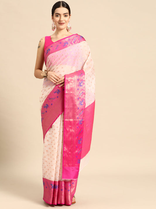 Surat Sari Polka Dot Zari Art Silk Kasavu Saree