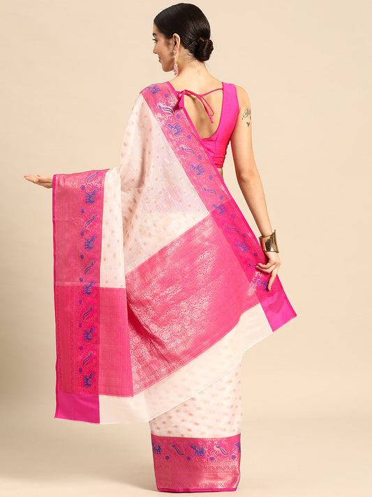 Surat Sari Polka Dot Zari Art Silk Kasavu Saree