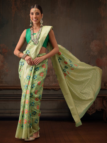 Surat Sari Floral Zari Pure Cotton Saree