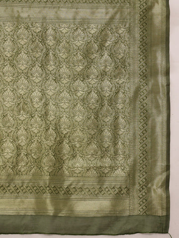 Surat Sari Floral Printed Woven Design Zari Pure Cotton Saree