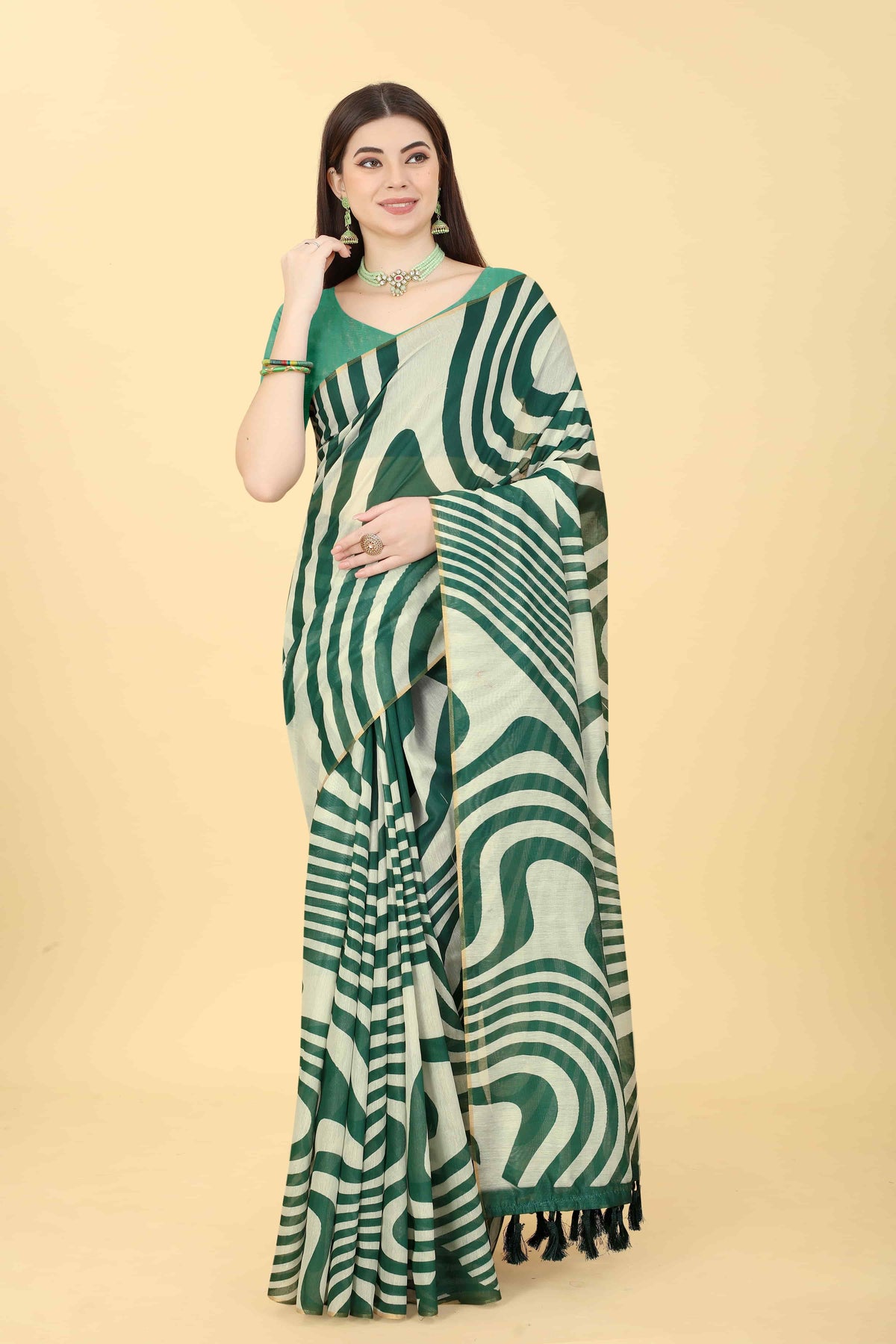 Abstract Printed Chanderi Surat Sari