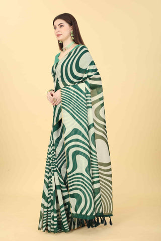 Abstract Printed Chanderi Surat Sari