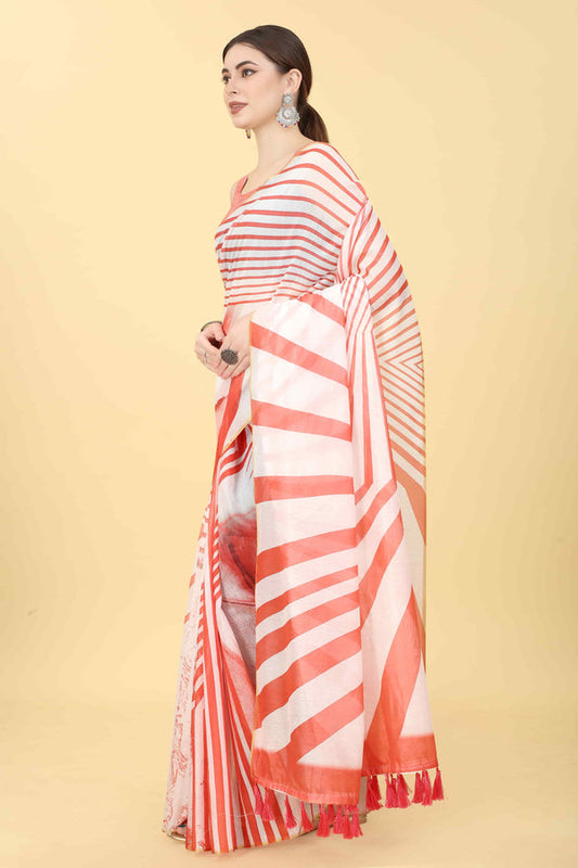 Striped Zari Chanderi Surat Sari