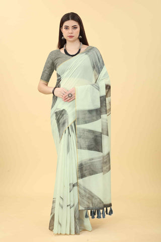 Abstract Zari Chanderi Surat Sari With Tassel