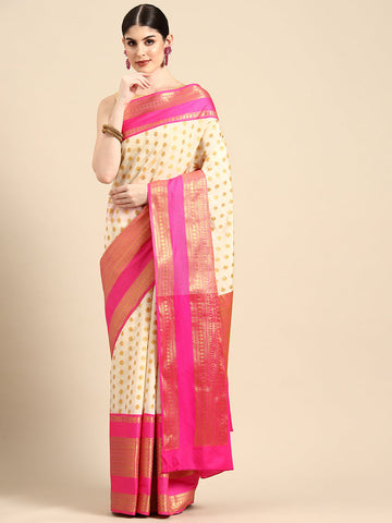 Surat Sari Ethnic Motifs Zari Silk Cotton Kasavu Saree