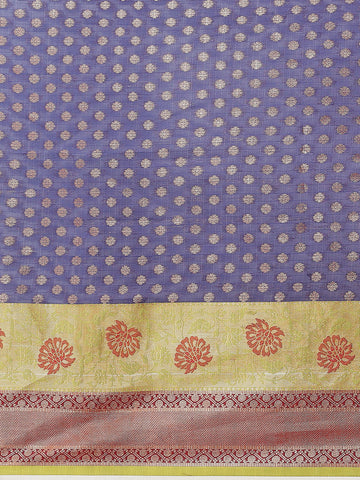 Surat Sari Navy Blue & Yellow Ethnic Motifs Zari Art Silk Kanjeevaram Saree