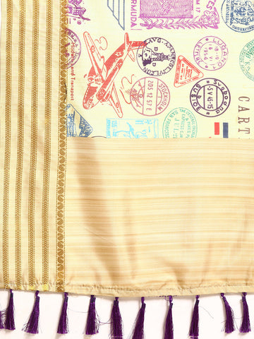 Typography Printed Chanderi Surat Sari