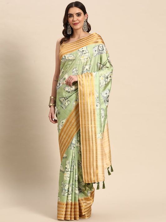 Surat Sari Abstract Printed Zari Kanjeevaram Saree