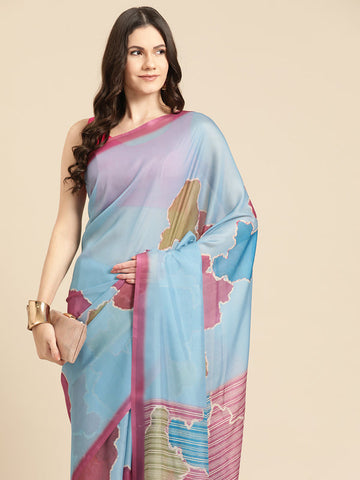 Surat Sari Abstract Printed Block Print Saree