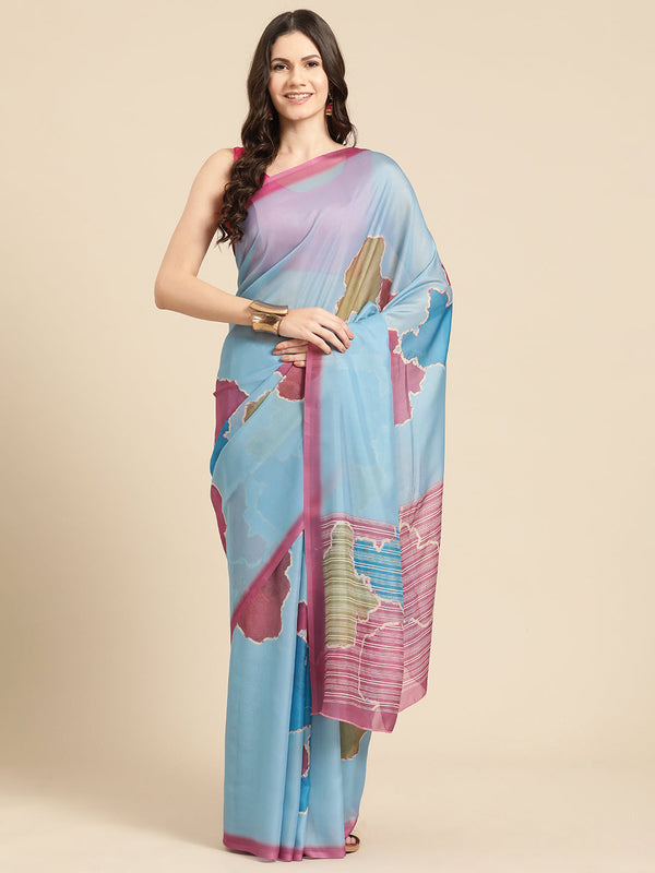 Surat Sari Abstract Printed Block Print Saree