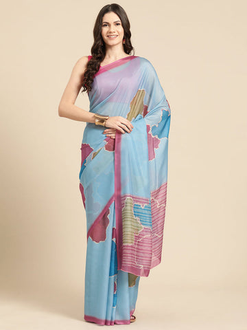 Surat Sari Abstract Printed Block Print Saree