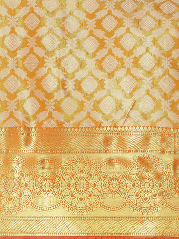 Surat Sari Mustard Ethnic Motifs Zari Brocade Banarasi Saree