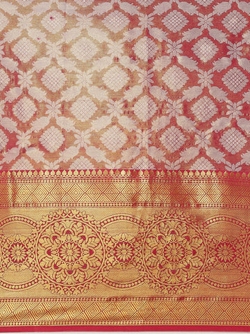 Surat Sari Pink Ethnic Motifs Zari Brocade Banarasi Saree