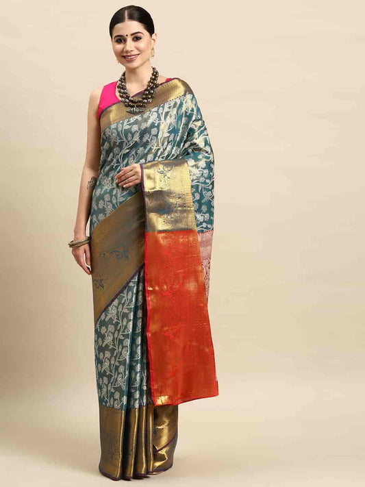 Surat Sari Ethnic Motifs Woven Design Brocade Banarasi Saree