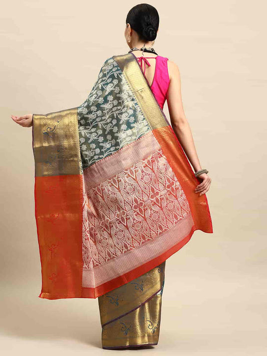 Surat Sari Ethnic Motifs Woven Design Brocade Banarasi Saree