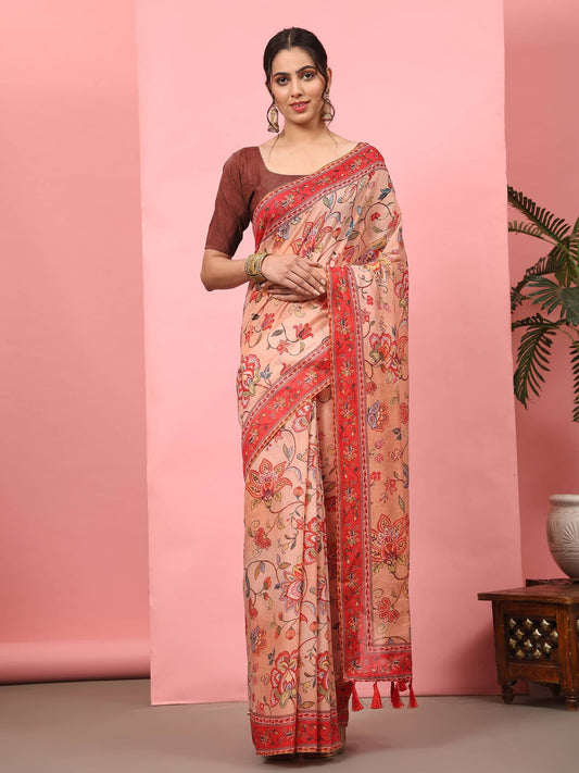 Floral Zari Fusion Chanderi Surat Sari