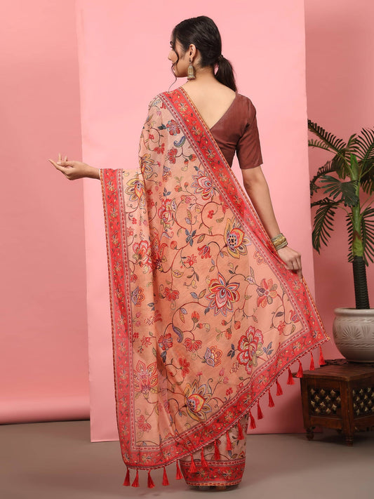 Floral Zari Fusion Chanderi Surat Sari