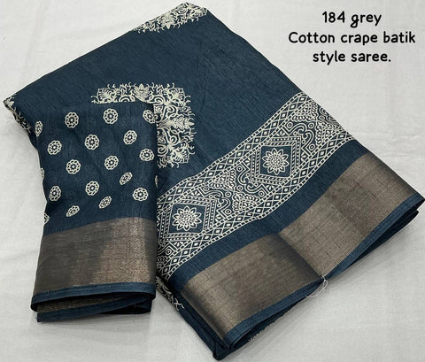 Grey Premium Batik Print Saree