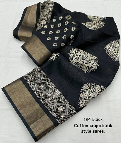 Black Premium Batik Print Saree