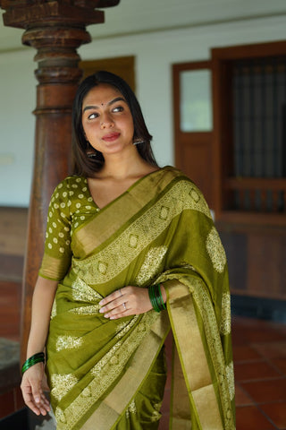 Mehendi Premium Batik Print Saree