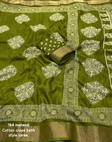 Mehendi Premium Batik Print Saree